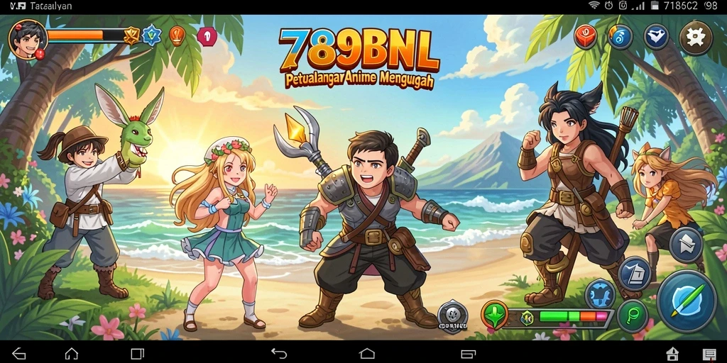 Tampilan gameplay mendebarkan di dunia Anime yang penuh warna.