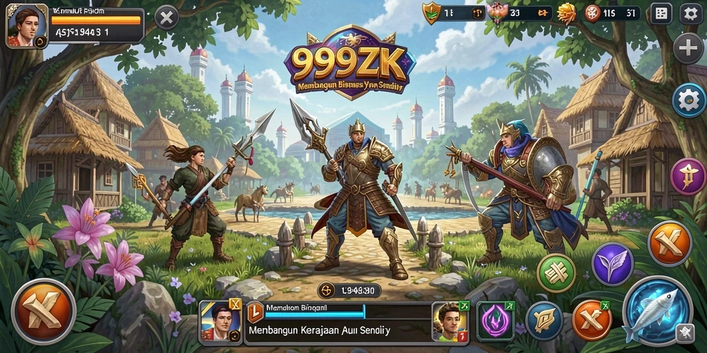 Tampilan gameplay 999ZK yang menampilkan pengelolaan bisnis.