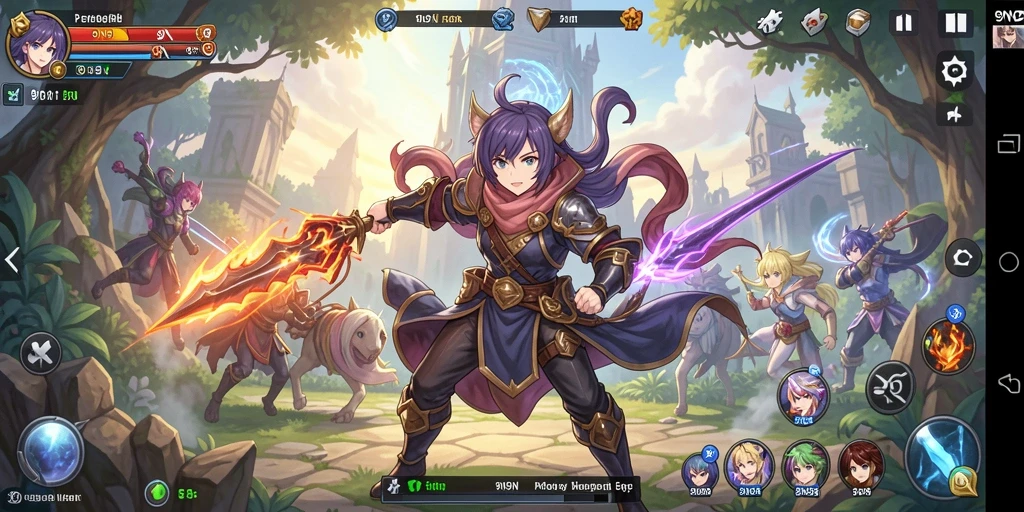 Tampilan gameplay <strong>9N9N</strong> dengan karakter Anime yang menarik.