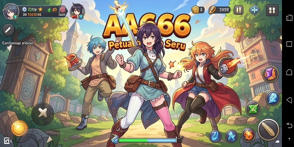 Screenshot gameplay AA666 menampilkan aksi karakter anime yang seru.