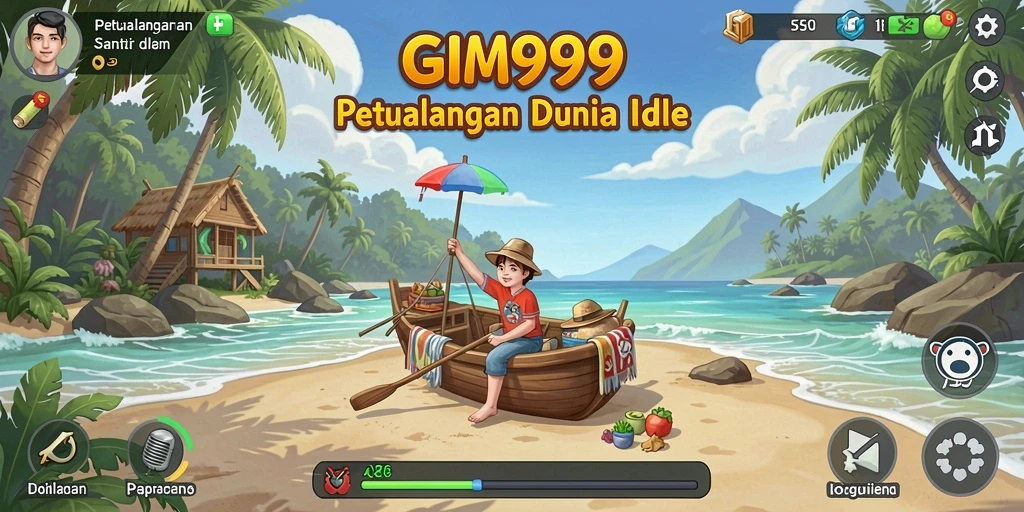 Screenshot utama GIM999 menampilkan gameplay Idle yang menarik dan interaktif.