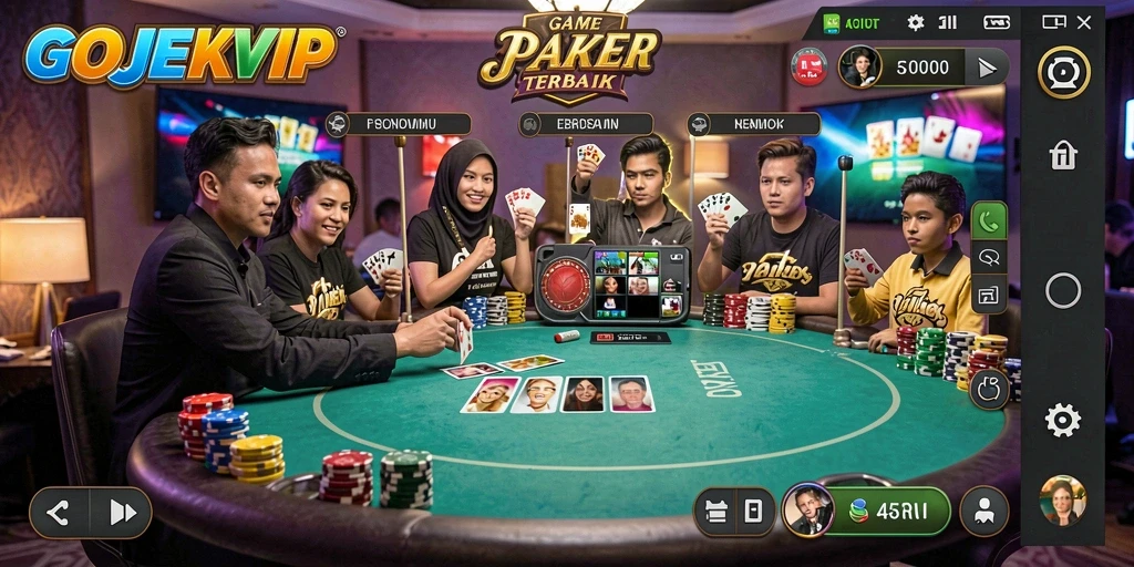 Screenshot gameplay seru dari GOJEKVIP yang menunjukkan aksi Poker.