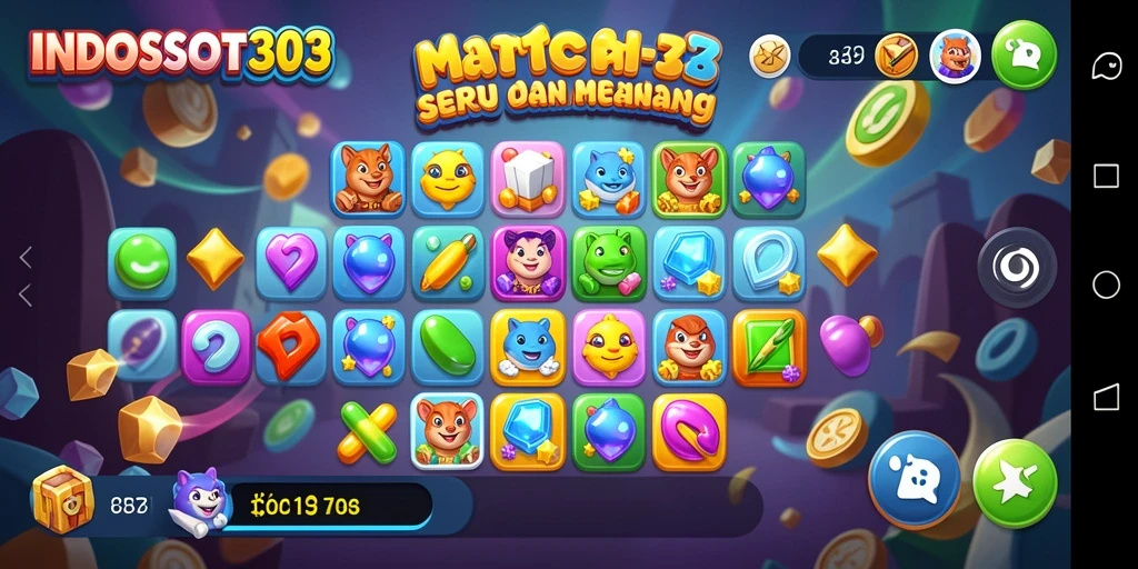 Tampilan gameplay seru dari INDOSLOT303 dengan elemen Match-3.