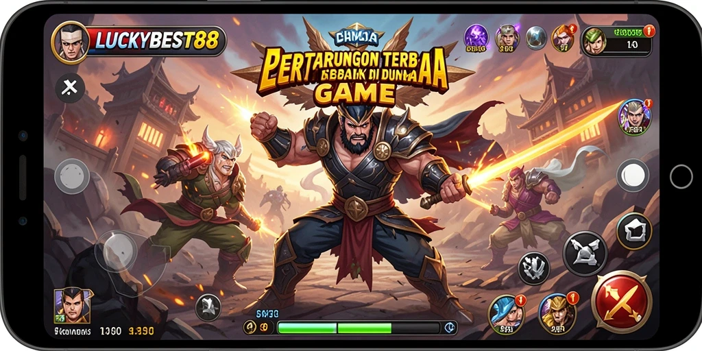 Tampilan intens dari pertarungan di LUCKYBEST88 dengan karakter unik.