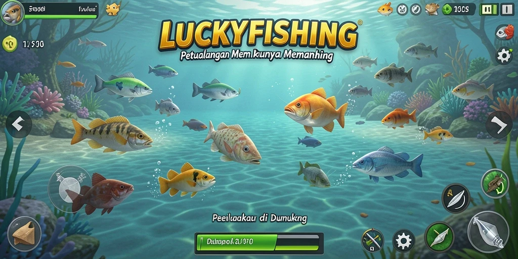 Tangkapan ikan besar dalam permainan LUCKYFISHING.