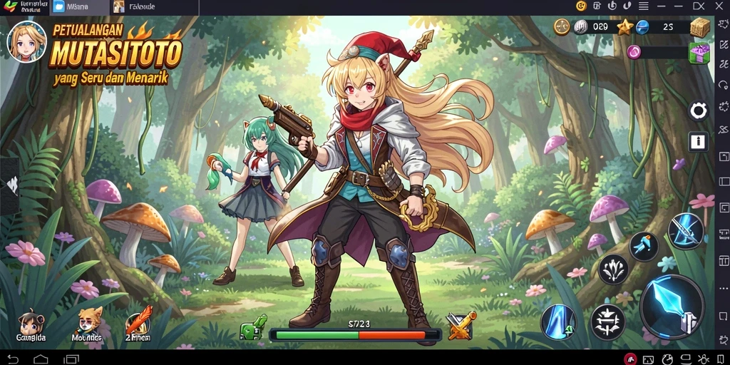 Cuplikan gameplay MUTASITOTO yang penuh aksi dan karakter anime.